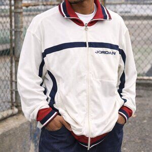 Vintage 2000s Jordan Track Jacket Men's L White Red‎ Blue Full Zip Jumpman Y2K